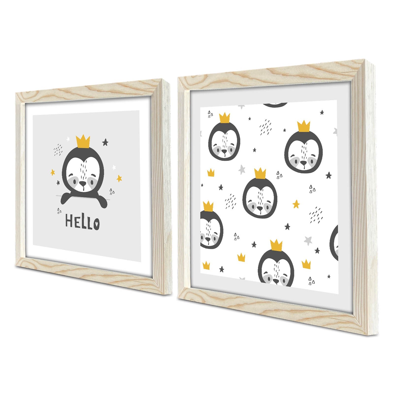 Conjunto de 2 Quadros Decorativos MDF com Moldura - Rosa, Branco e Cinzento 33x68cm