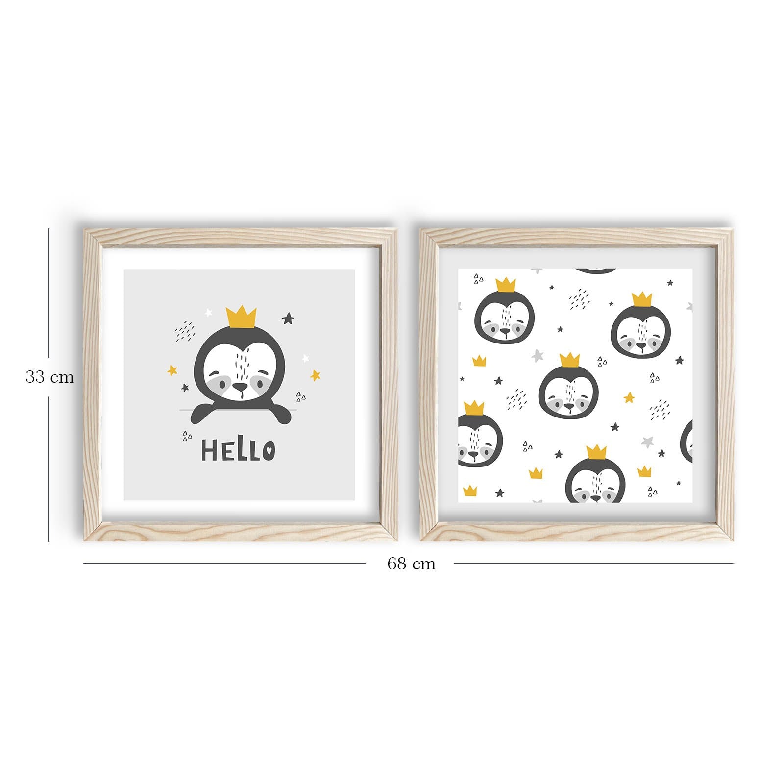 Conjunto de 2 Quadros Decorativos MDF com Moldura - Rosa, Branco e Cinzento 33x68cm