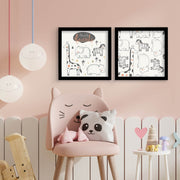 Conjunto de 2 Quadros Decorativos MDF Emoldurados Multicolor 33x68cm