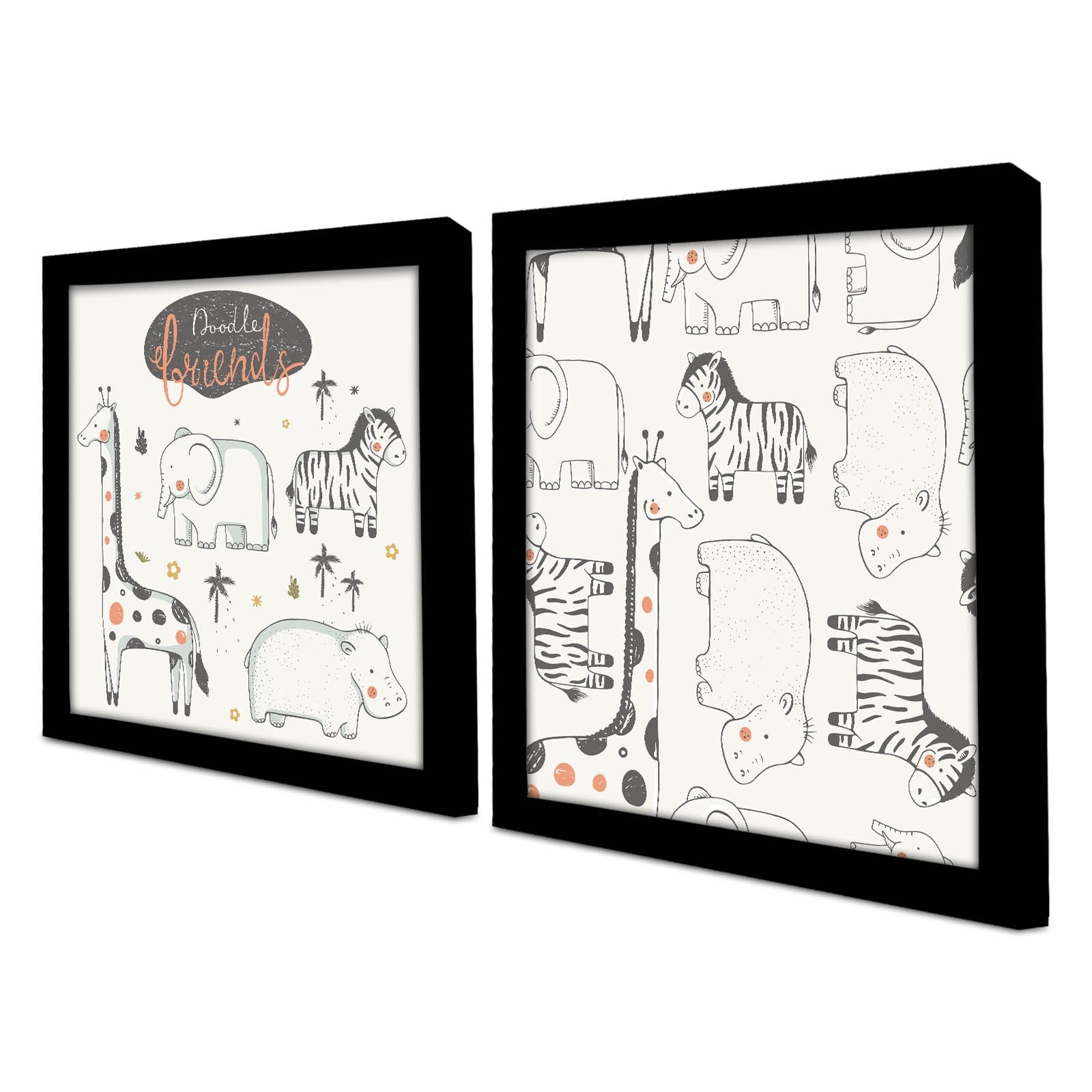 Conjunto de 2 Quadros Decorativos MDF Emoldurados Multicolor 33x68cm