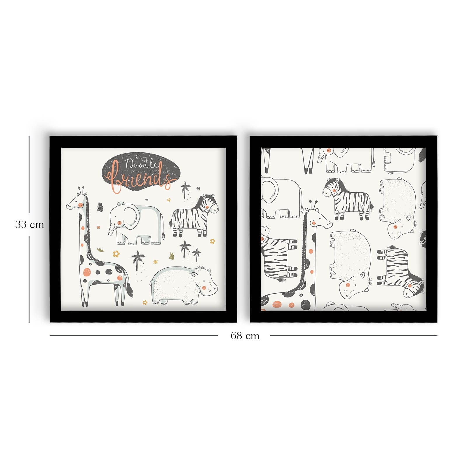 Conjunto de 2 Quadros Decorativos MDF Emoldurados Multicolor 33x68cm