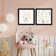 Conjunto de 2 Quadros Decorativos MDF com Moldura - 33x68cm - Branco e Preto