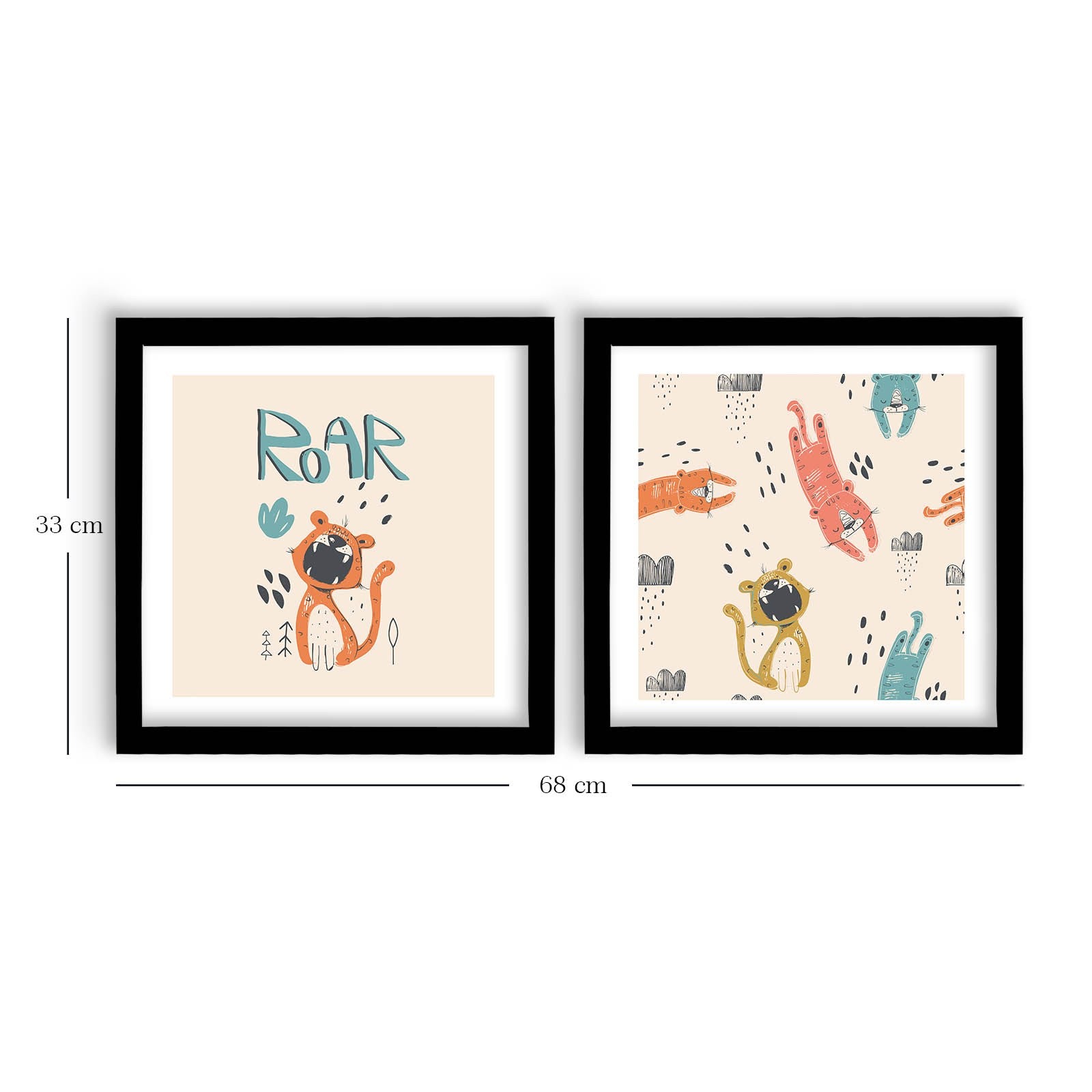 Conjunto de 2 Quadros Decorativos MDF Emoldurados Multicolor 33x68cm