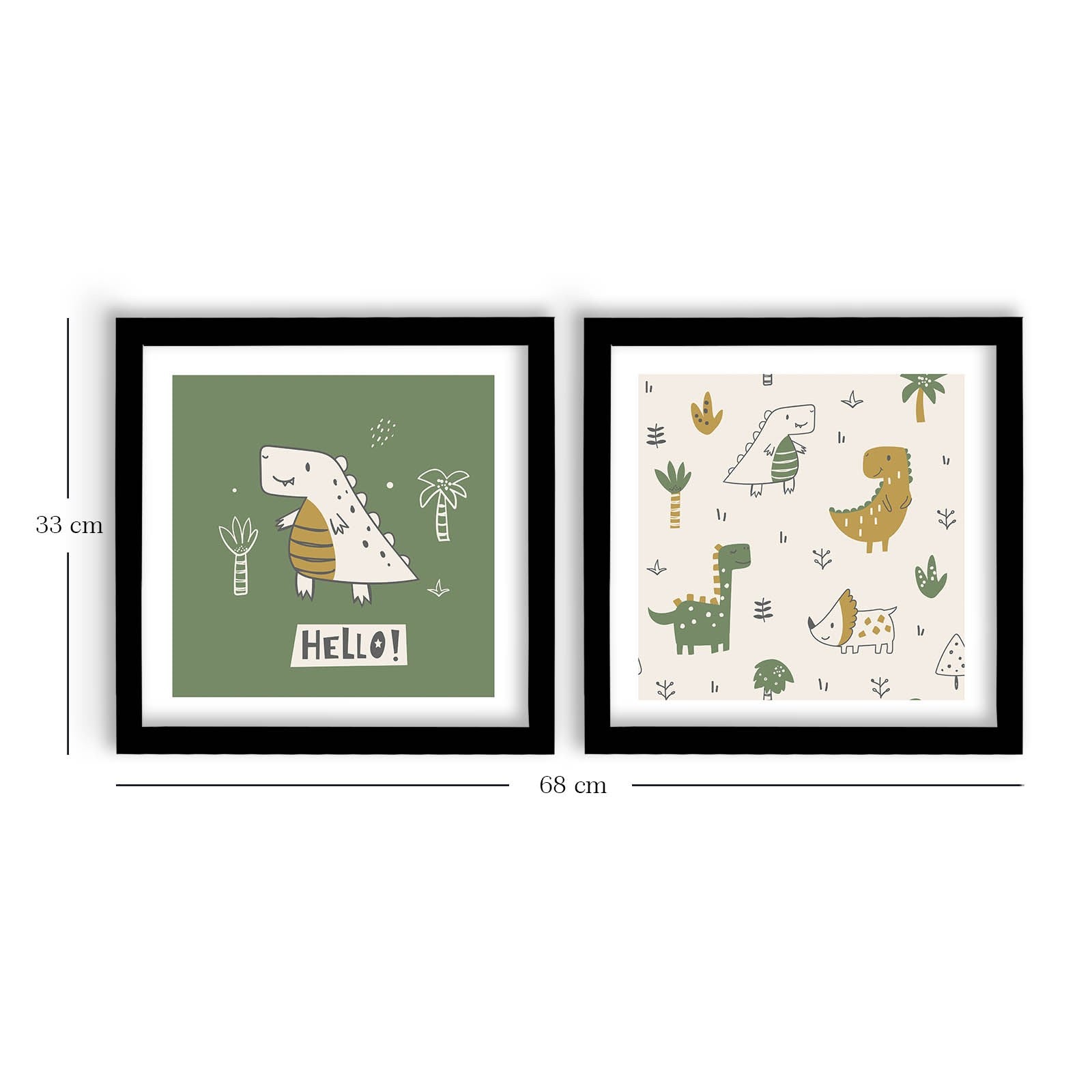 Conjunto de 2 Quadros Decorativos MDF com Moldura - Branco e Verde 33x68cm