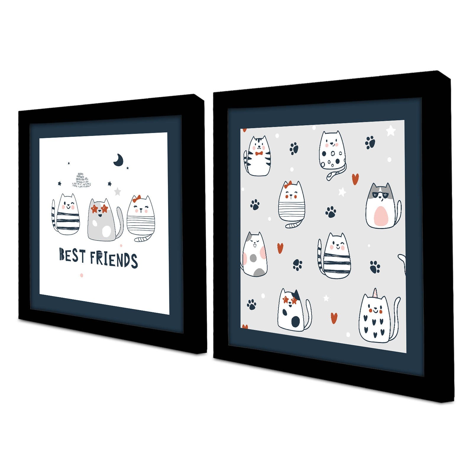 Conjunto de 2 Quadros Decorativos MDF Emoldurados Multicolor 33x68cm