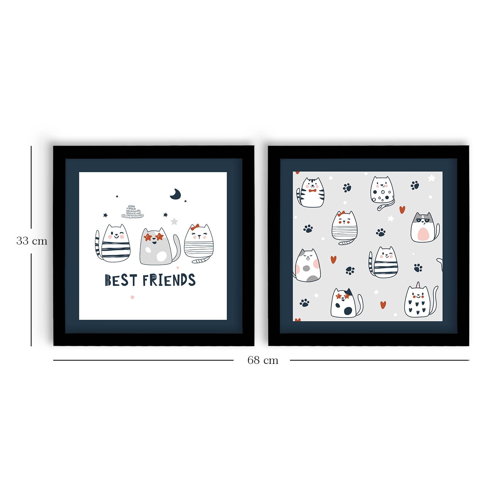 Conjunto de 2 Quadros Decorativos MDF Emoldurados Multicolor 33x68cm