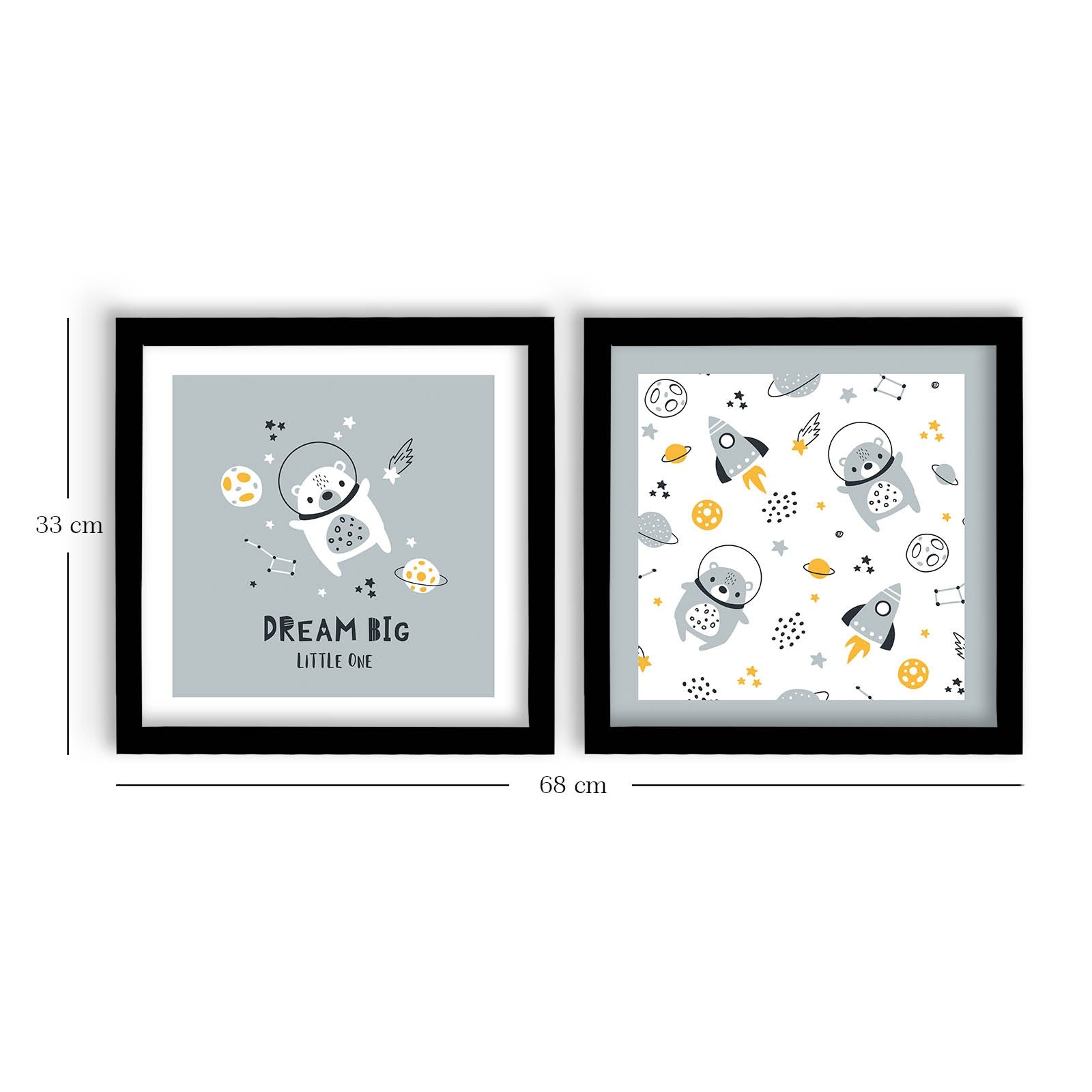 Conjunto de 2 Quadros Decorativos MDF com Moldura - Azul e Branco 33x68cm