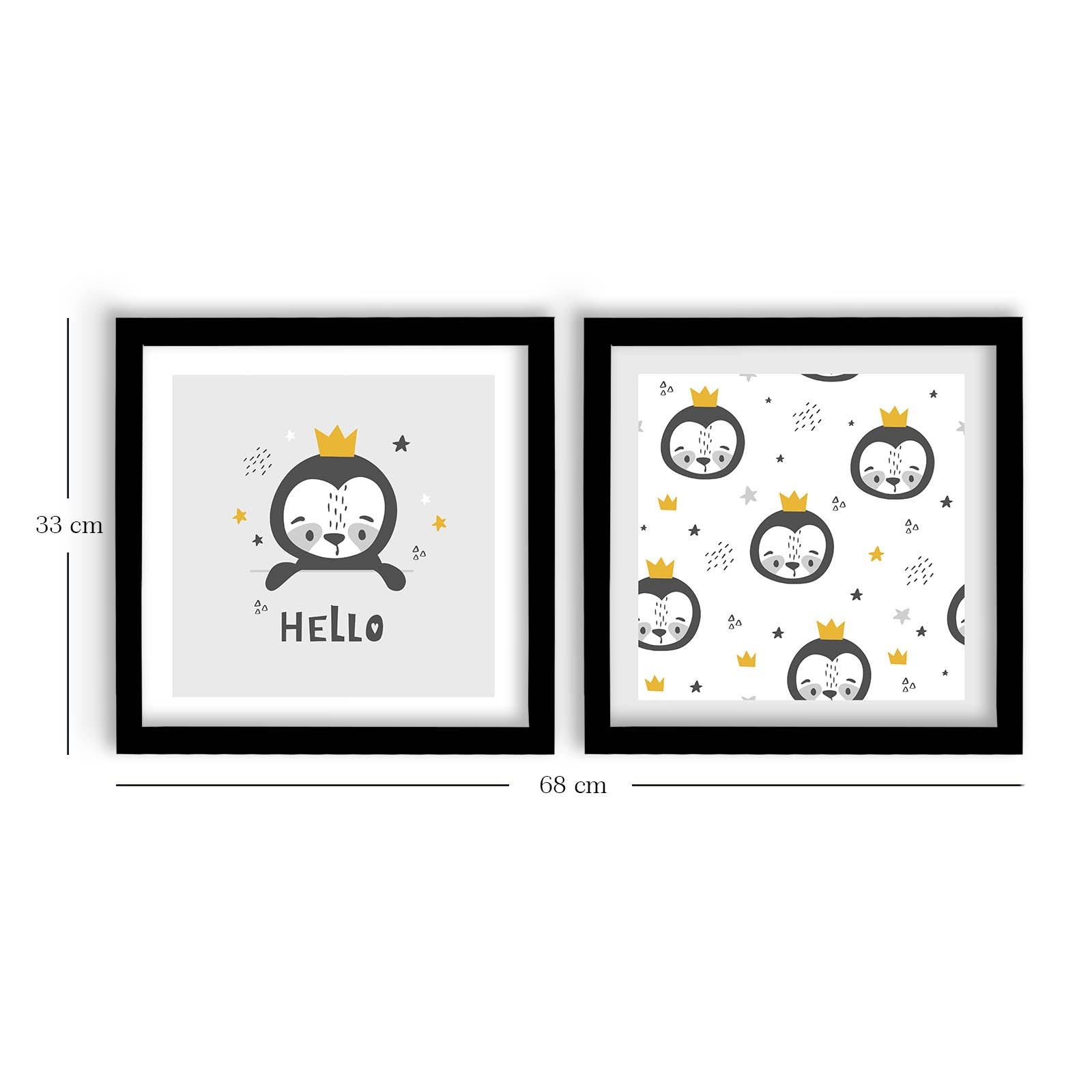 Conjunto de 2 Quadros Decorativos MDF com Moldura - 33x68cm - Disponível em Branco e Cinza Escuro