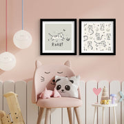 Conjunto de 2 Quadros Decorativos MDF com Moldura - Verde Claro e Branco 33x68cm