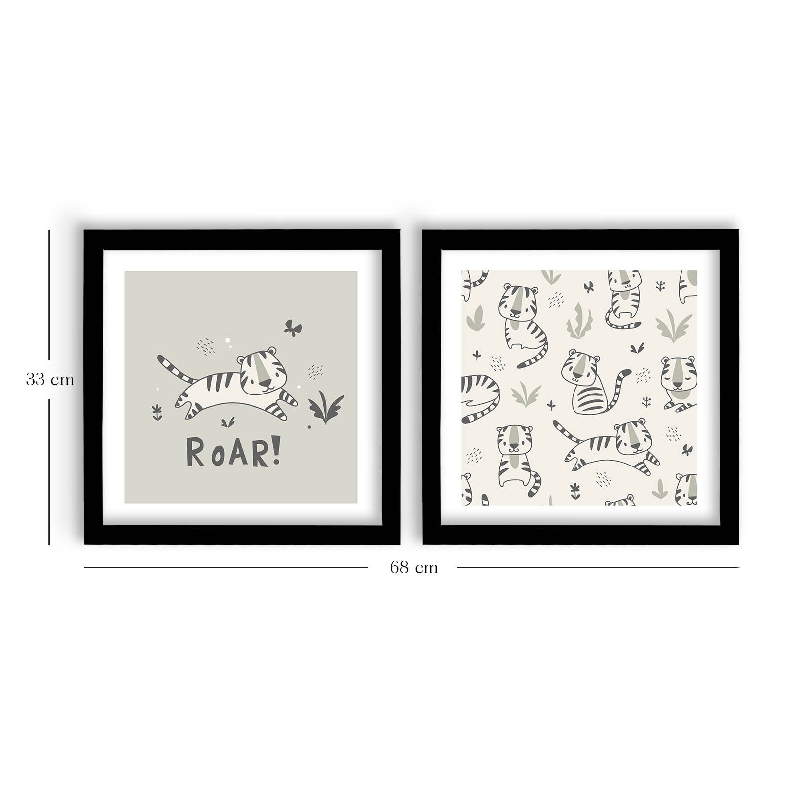 Conjunto de 2 Quadros Decorativos MDF com Moldura - Verde Claro e Branco 33x68cm