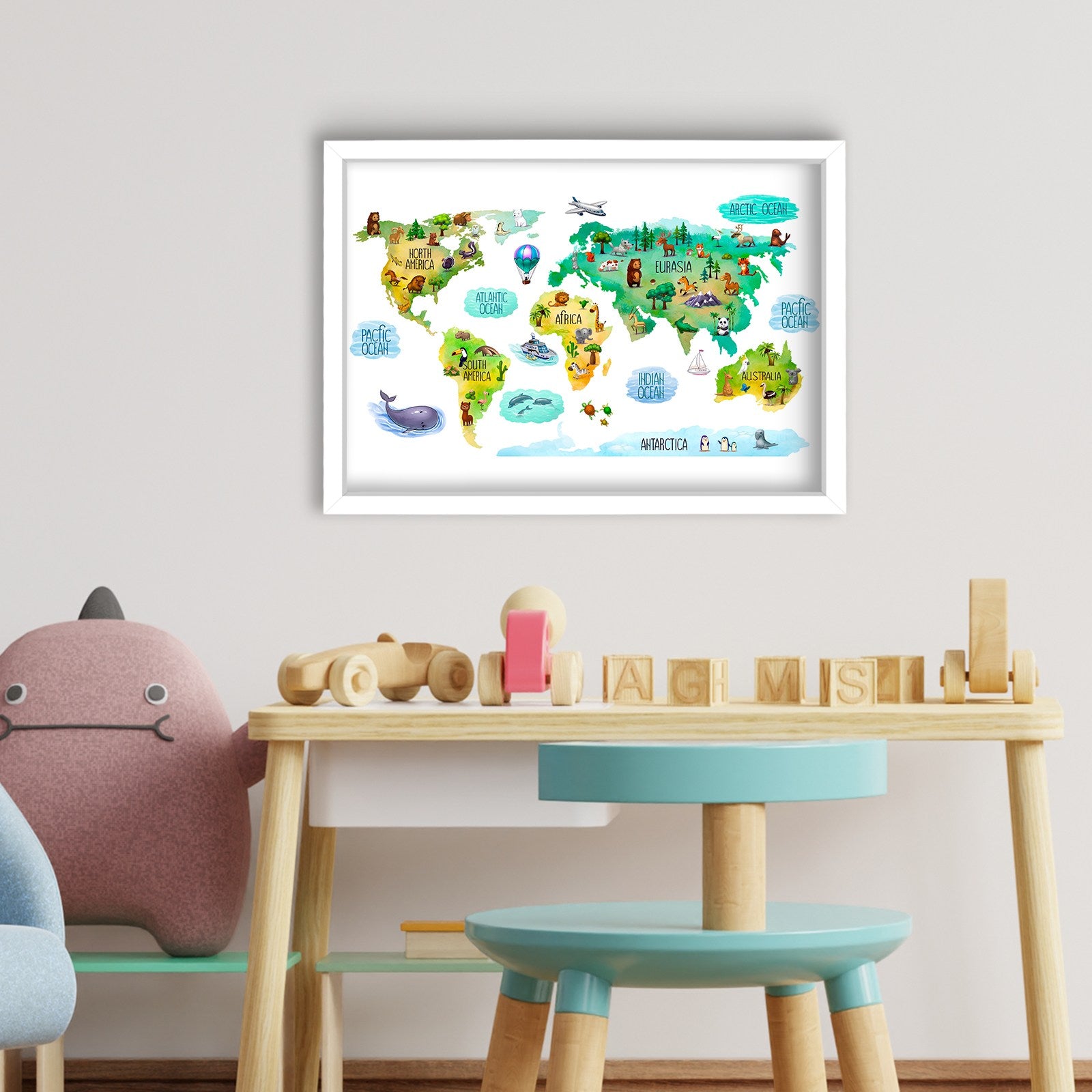 Quadro Decorativo MDF Emoldurado - Arte Multicolor 38x53cm com Moldura PVC