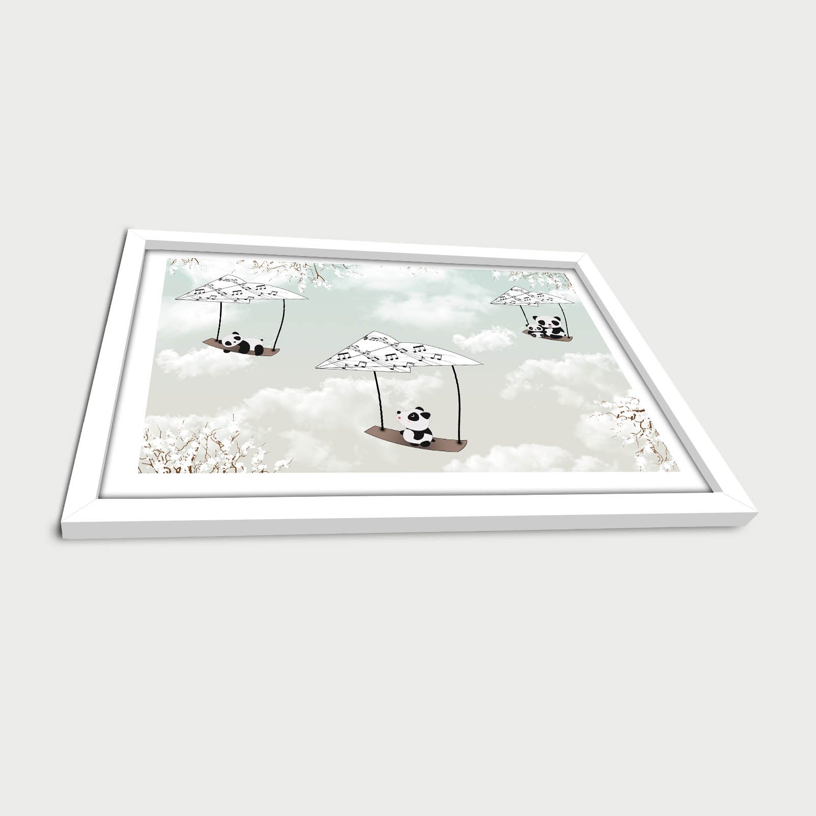 Quadro Decorativo MDF Emoldurado - Preto, Branco e Cinzento Claro - 38x53cm com Moldura PVC