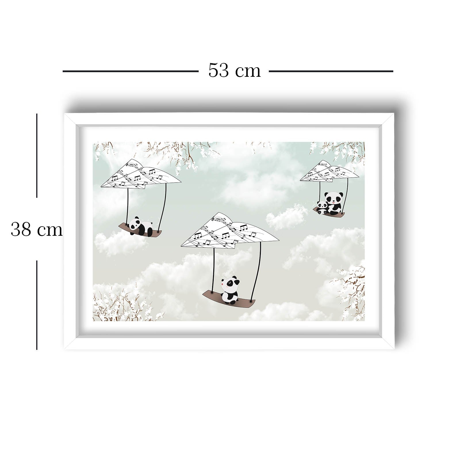 Quadro Decorativo MDF Emoldurado - Preto, Branco e Cinzento Claro - 38x53cm com Moldura PVC