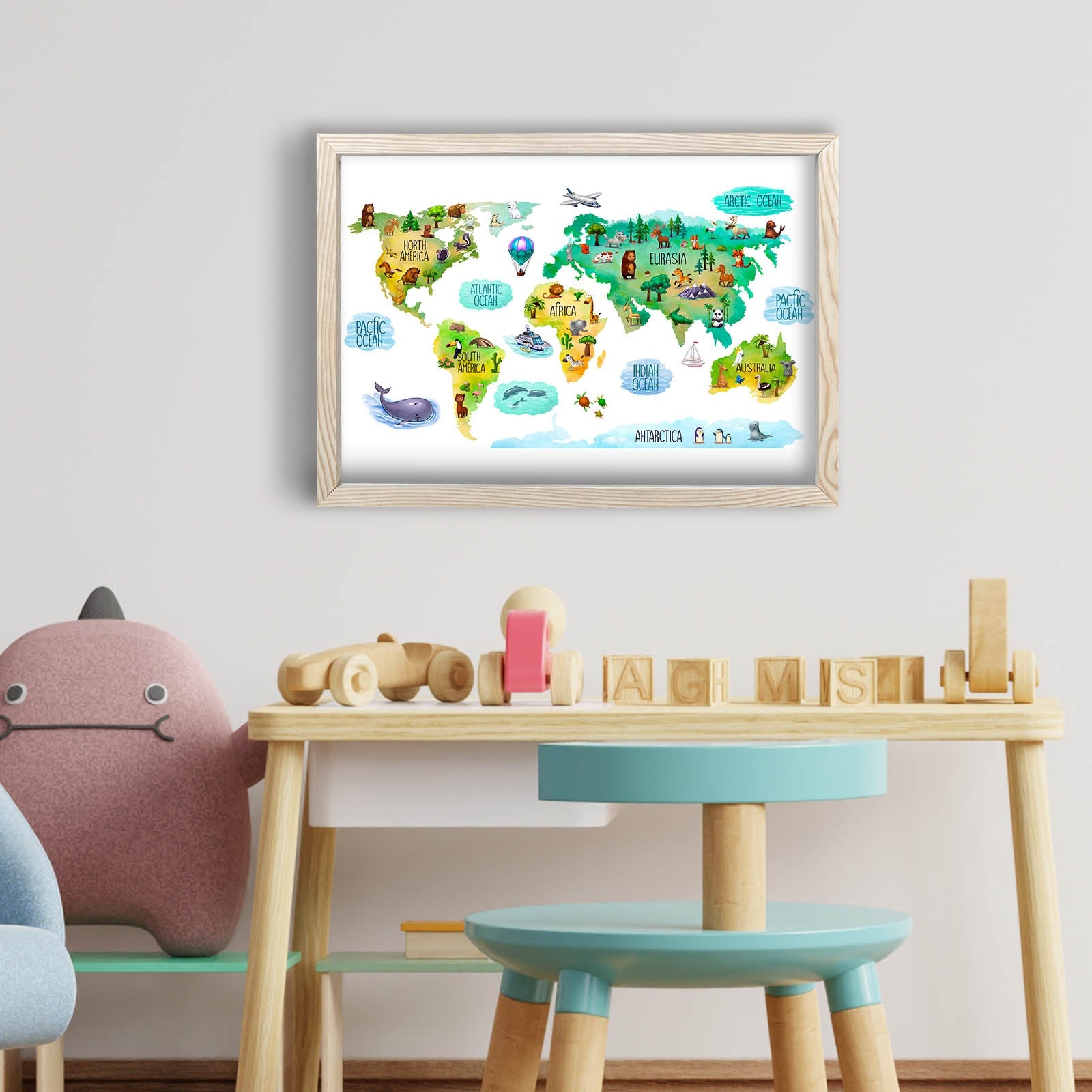 Quadro Decorativo MDF Emoldurado Multicolor 38x53cm - Arte Moderna para Decoração de Interiores