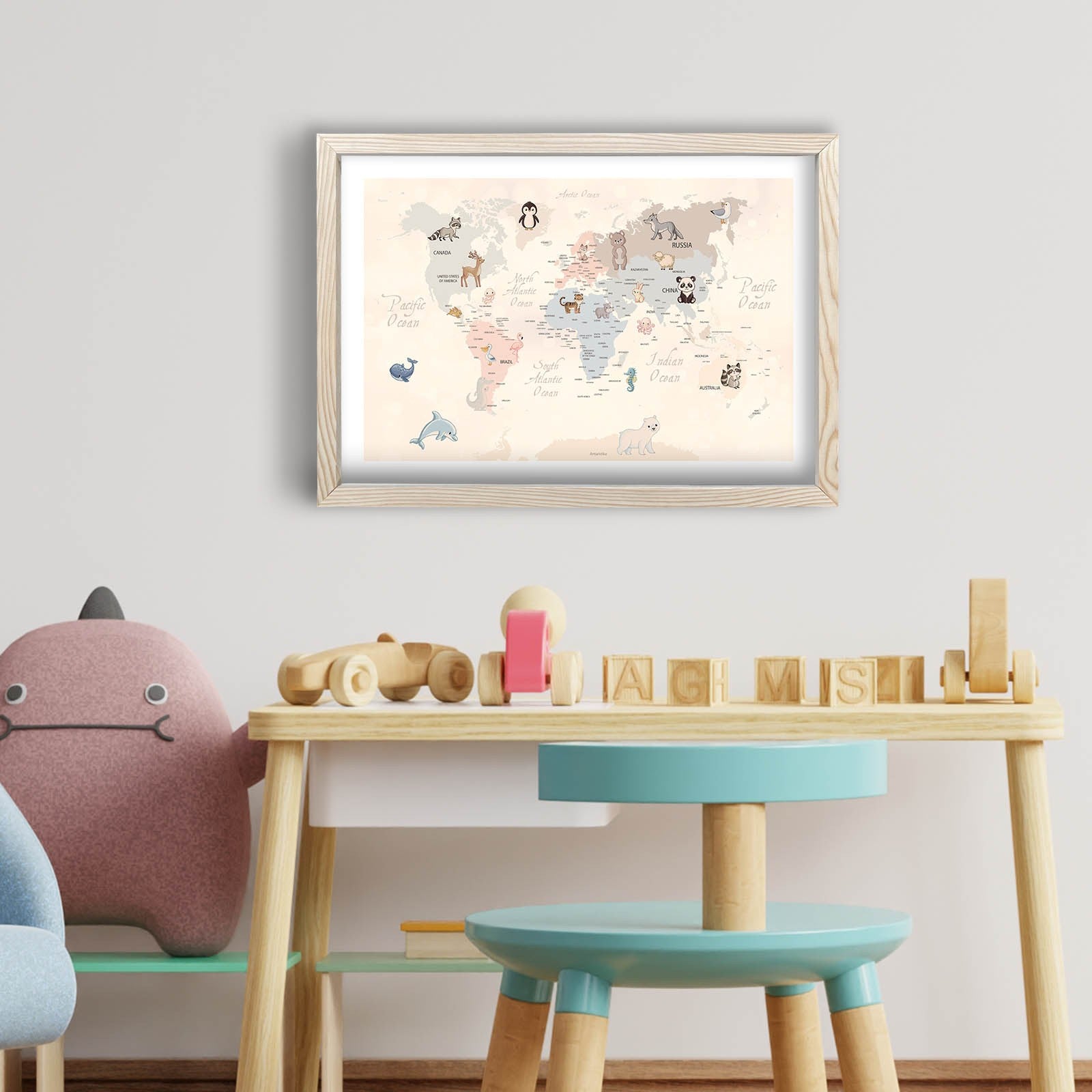 Quadro Decorativo MDF Emoldurado Multicolor 38x53cm - Arte Moderna para Decoração de Interiores