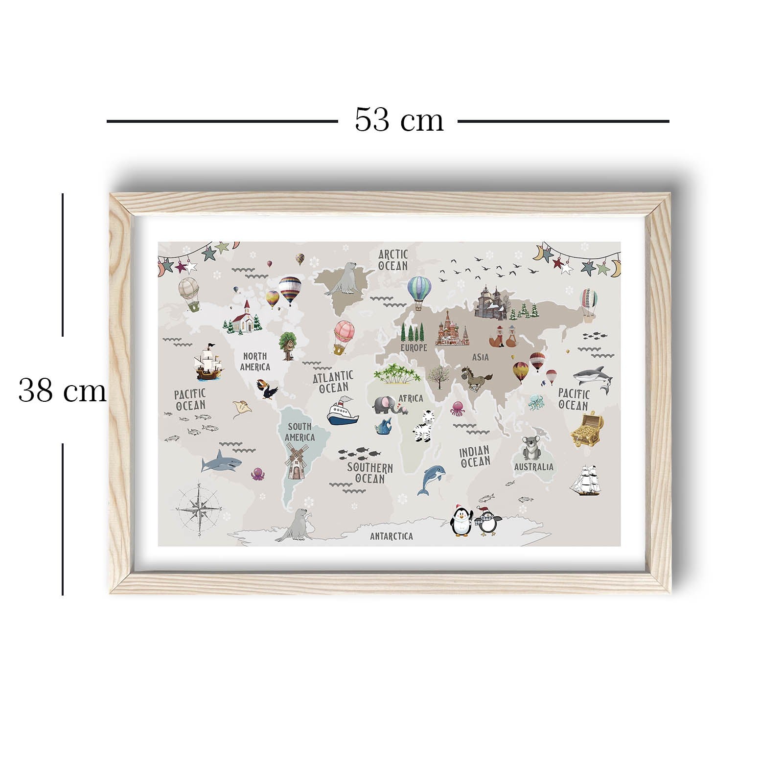 Quadro Decorativo MDF Emoldurado Multicolor 38x53cm - Arte Moderna para Decoração de Interiores