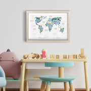 Quadro Decorativo MDF Emoldurado Azul e Branco 38x53cm com Moldura de Madeira