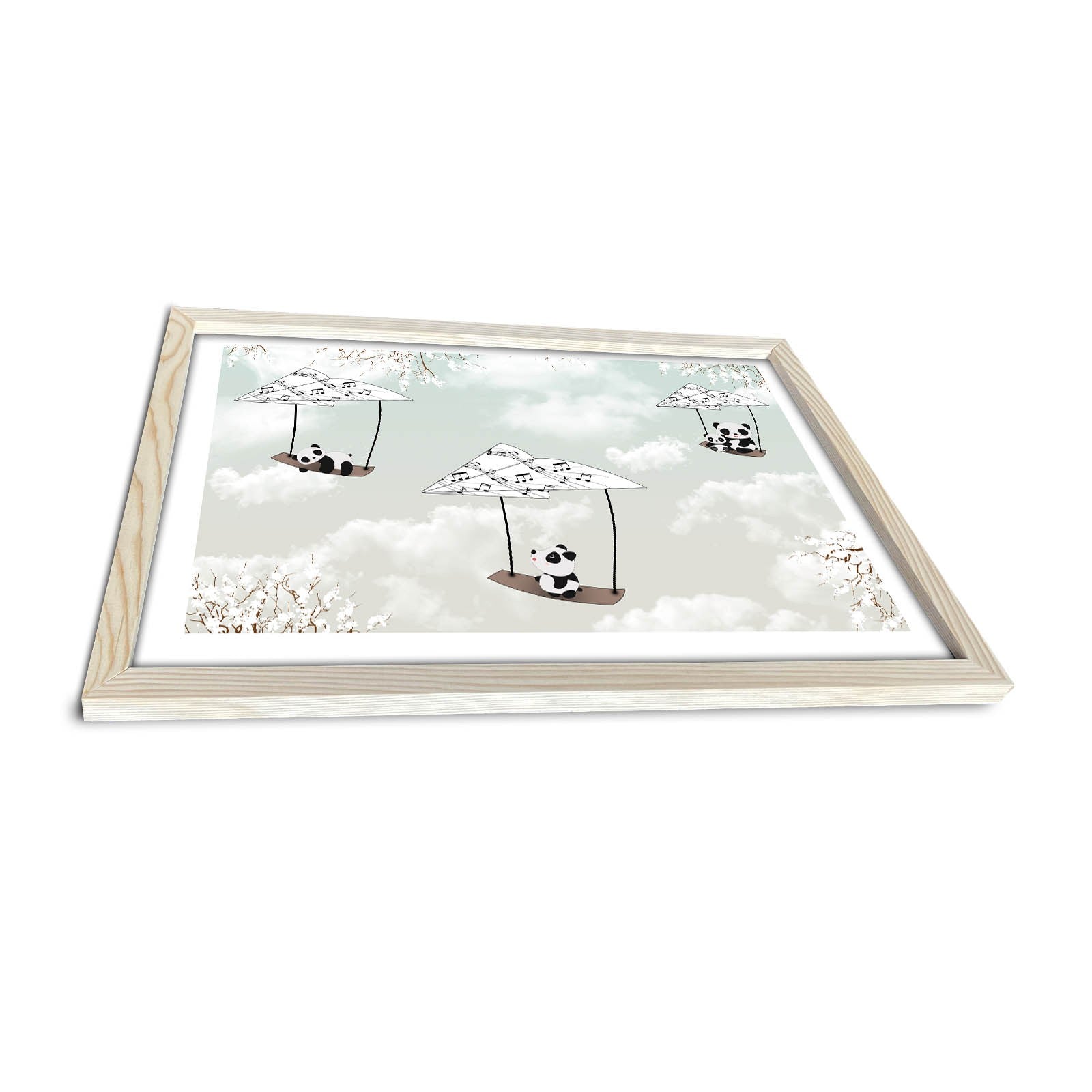 Quadro Decorativo MDF Emoldurado - Preto, Branco e Cinzento Claro - 38x53cm com Moldura de Madeira