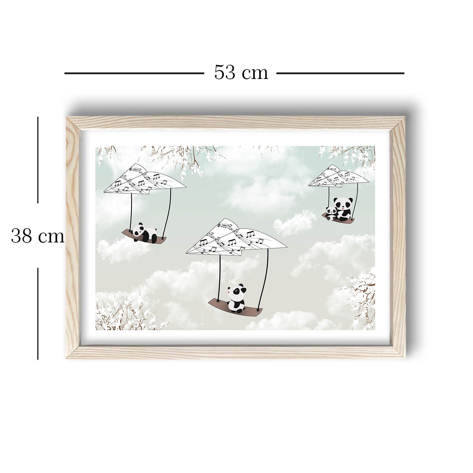 Quadro Decorativo MDF Emoldurado - Preto, Branco e Cinzento Claro - 38x53cm com Moldura de Madeira