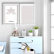 Conjunto de 2 Quadros Decorativos MDF com Moldura - 53x78cm - Branco e Cinza Claro