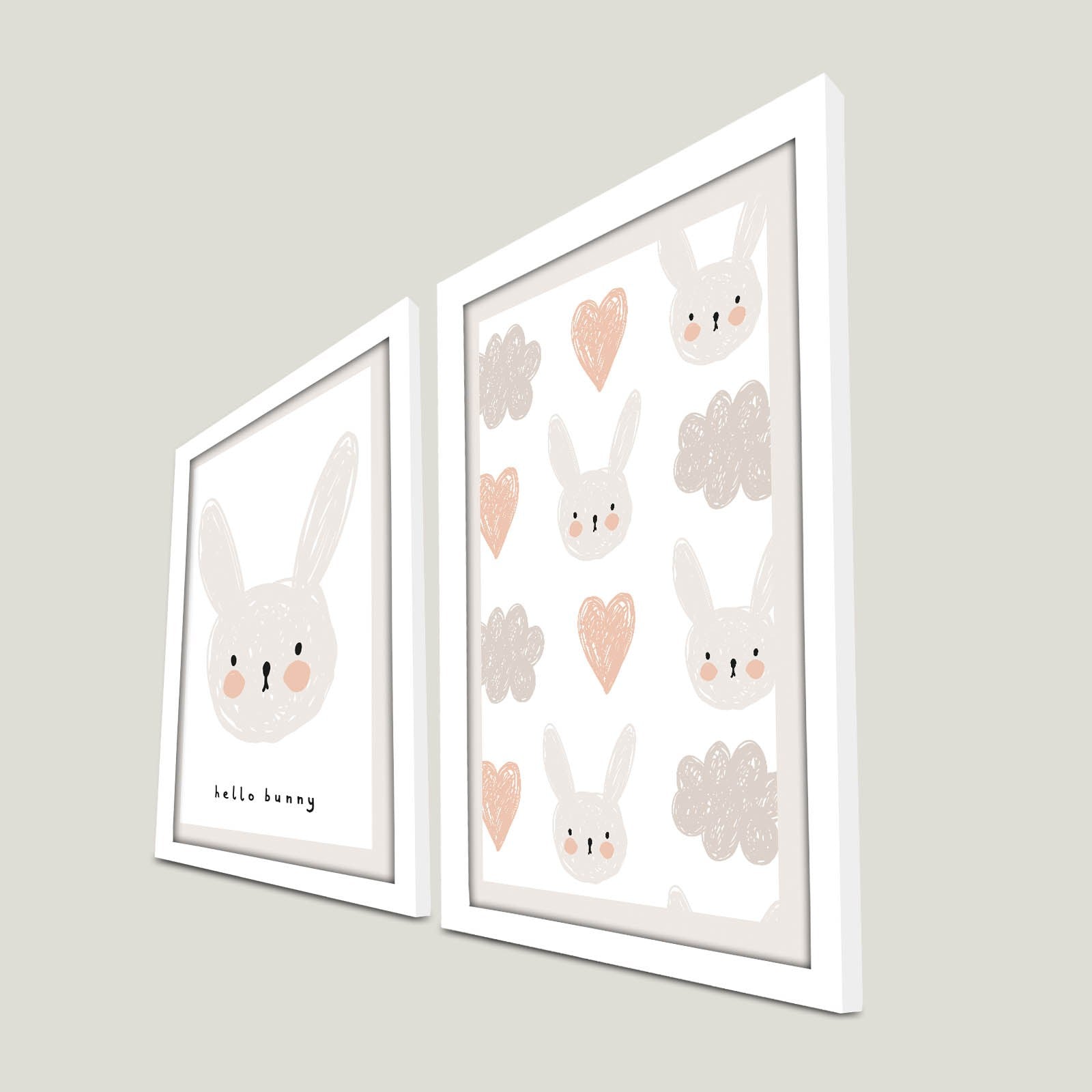 Conjunto de 2 Quadros Decorativos MDF com Moldura Branca 53x78cm