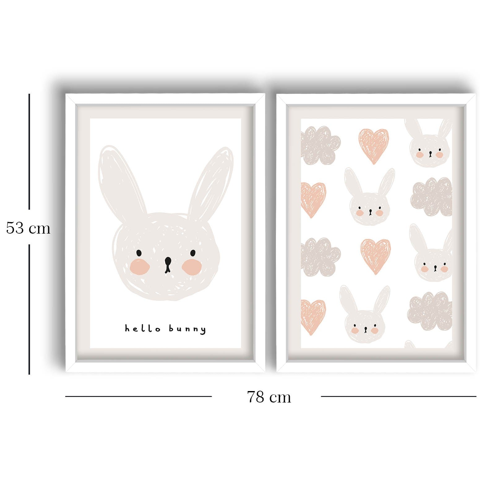 Conjunto de 2 Quadros Decorativos MDF com Moldura Branca 53x78cm