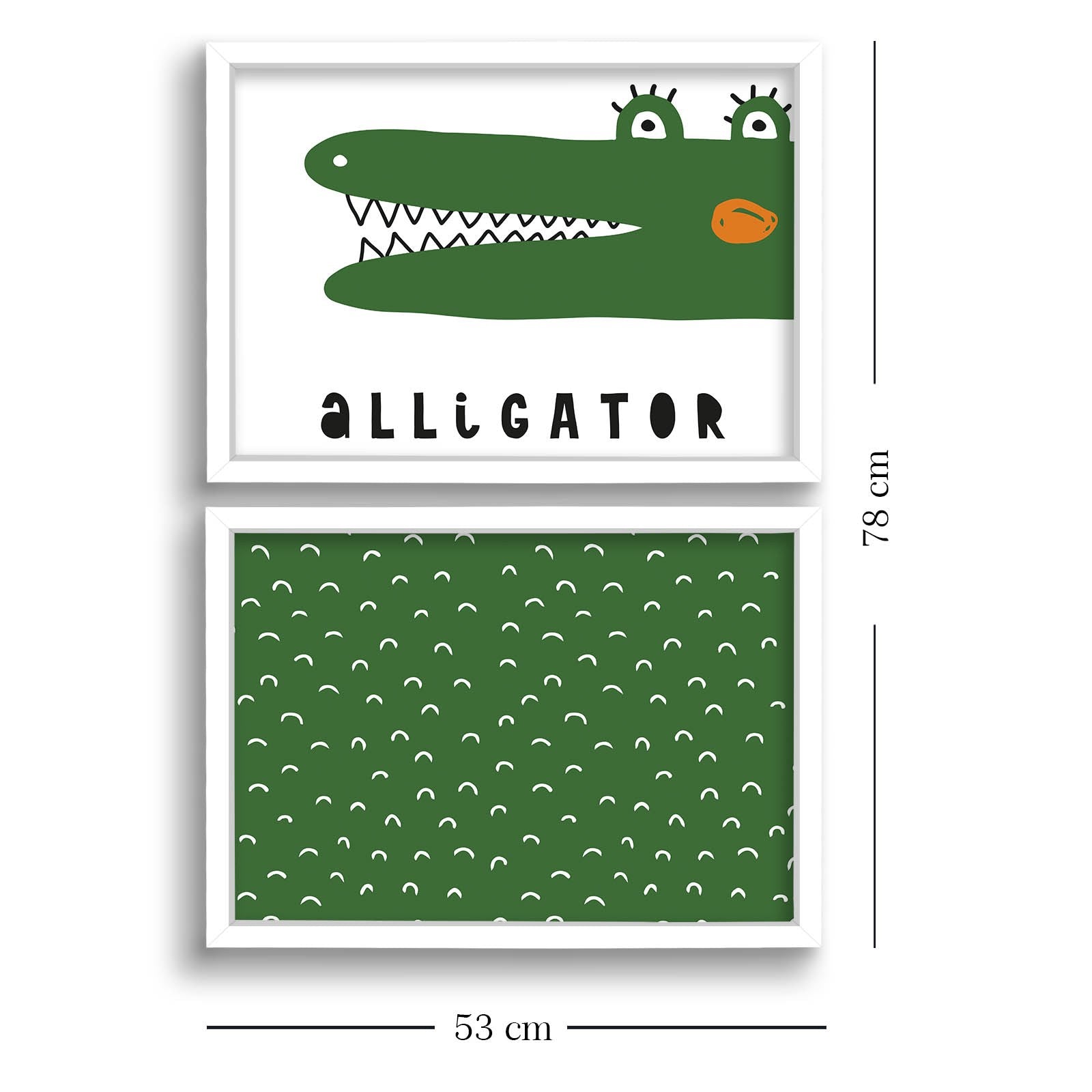 Conjunto de 2 Quadros Decorativos MDF com Moldura - Verde e Branco 53x78cm