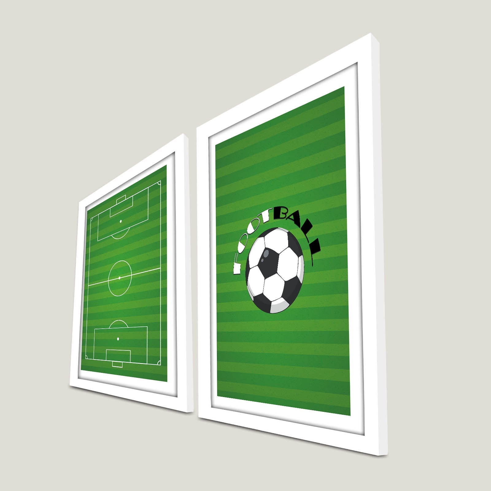 Conjunto de 2 Quadros Decorativos MDF com Moldura - Verde e Branco 53x78cm