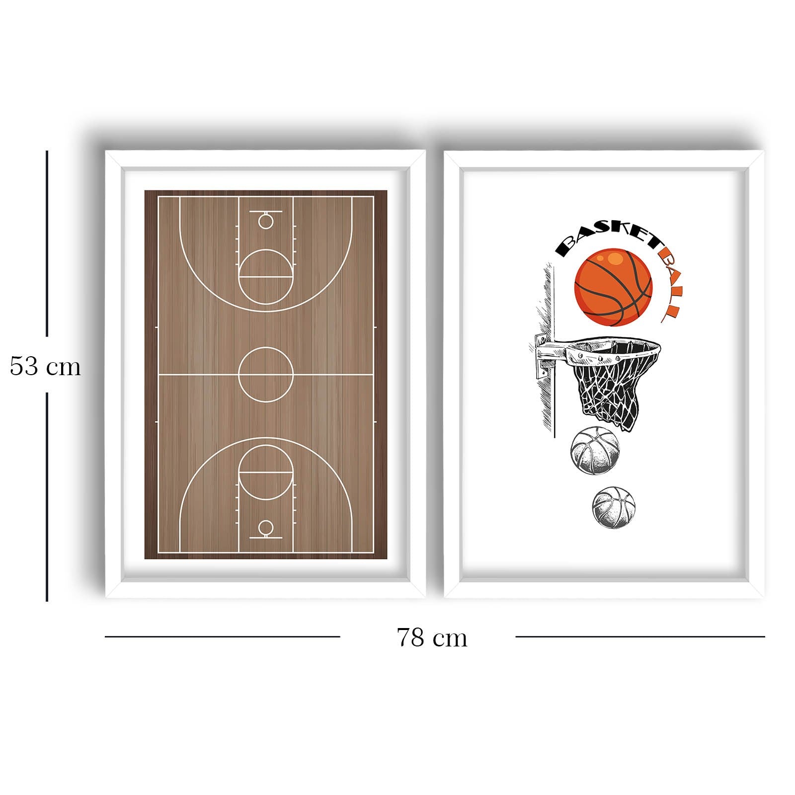 Conjunto de 2 Quadros Decorativos MDF com Moldura - 53x78cm - Castanho e Branco