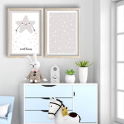 Conjunto de 2 Quadros Decorativos MDF com Moldura - 53x78cm - Branco e Cinza Claro