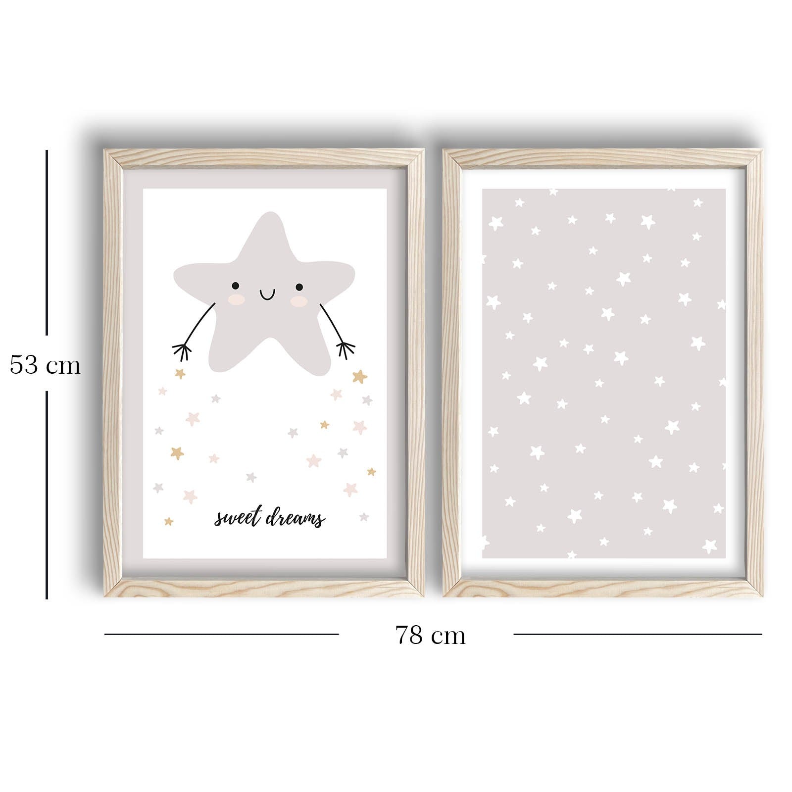 Conjunto de 2 Quadros Decorativos MDF com Moldura - 53x78cm - Branco e Cinza Claro