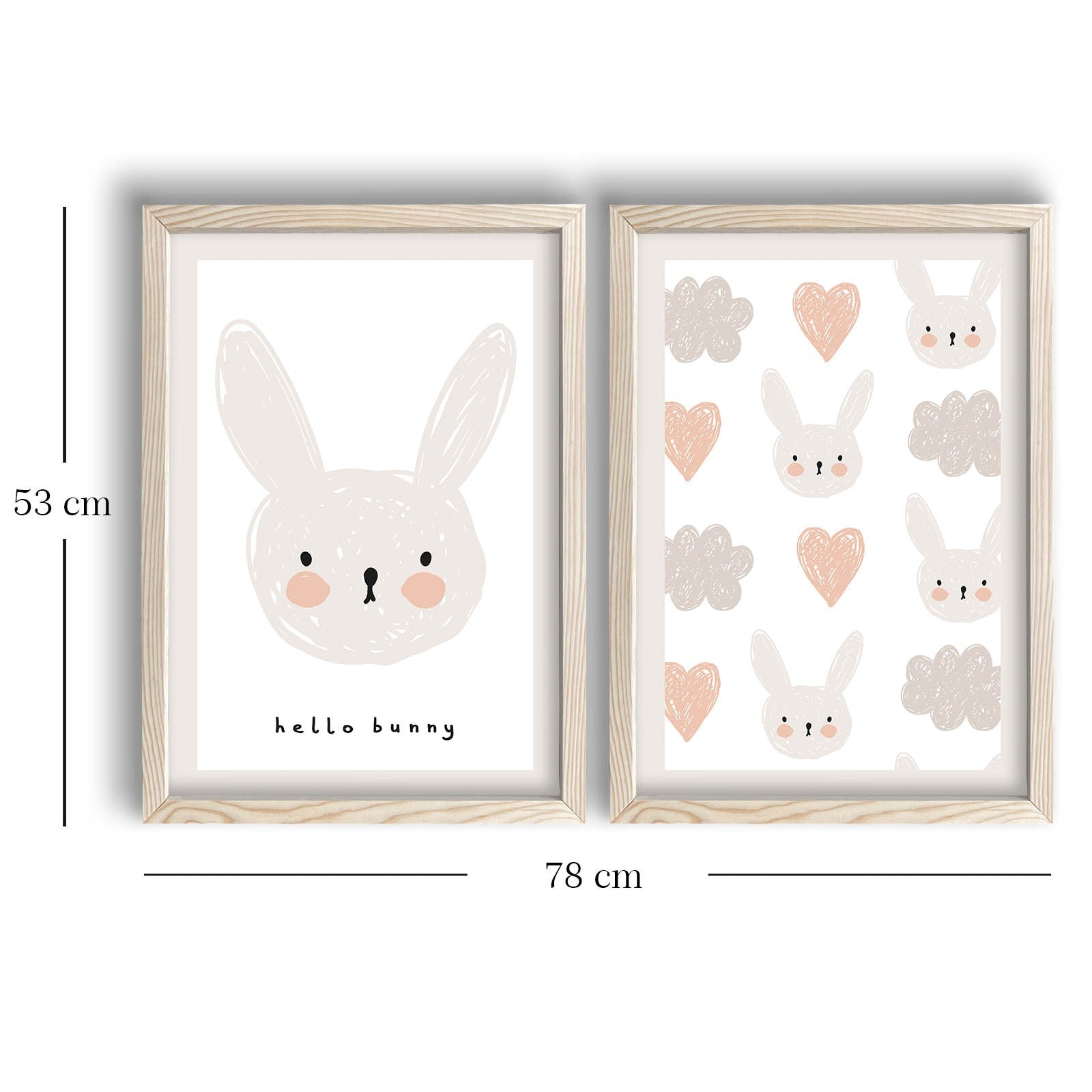 Conjunto de 2 Quadros Decorativos MDF com Moldura - Creme e Branco 53x78cm