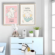 Conjunto de 2 Quadros Decorativos MDF com Moldura - Rosa e Branco 53x78cm