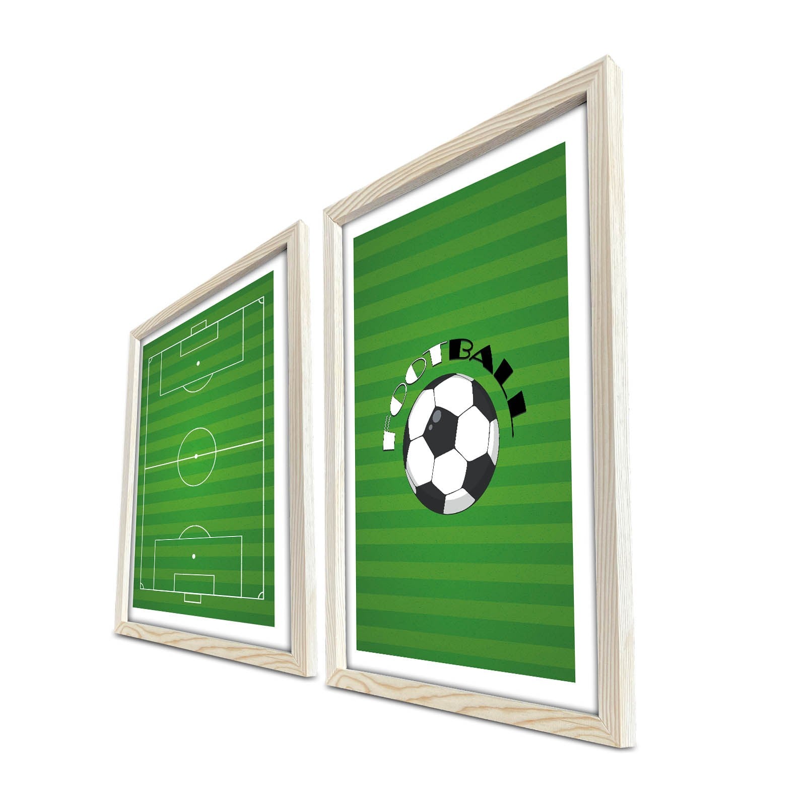Conjunto de 2 Quadros Decorativos MDF com Moldura - Verde e Branco 53x78cm