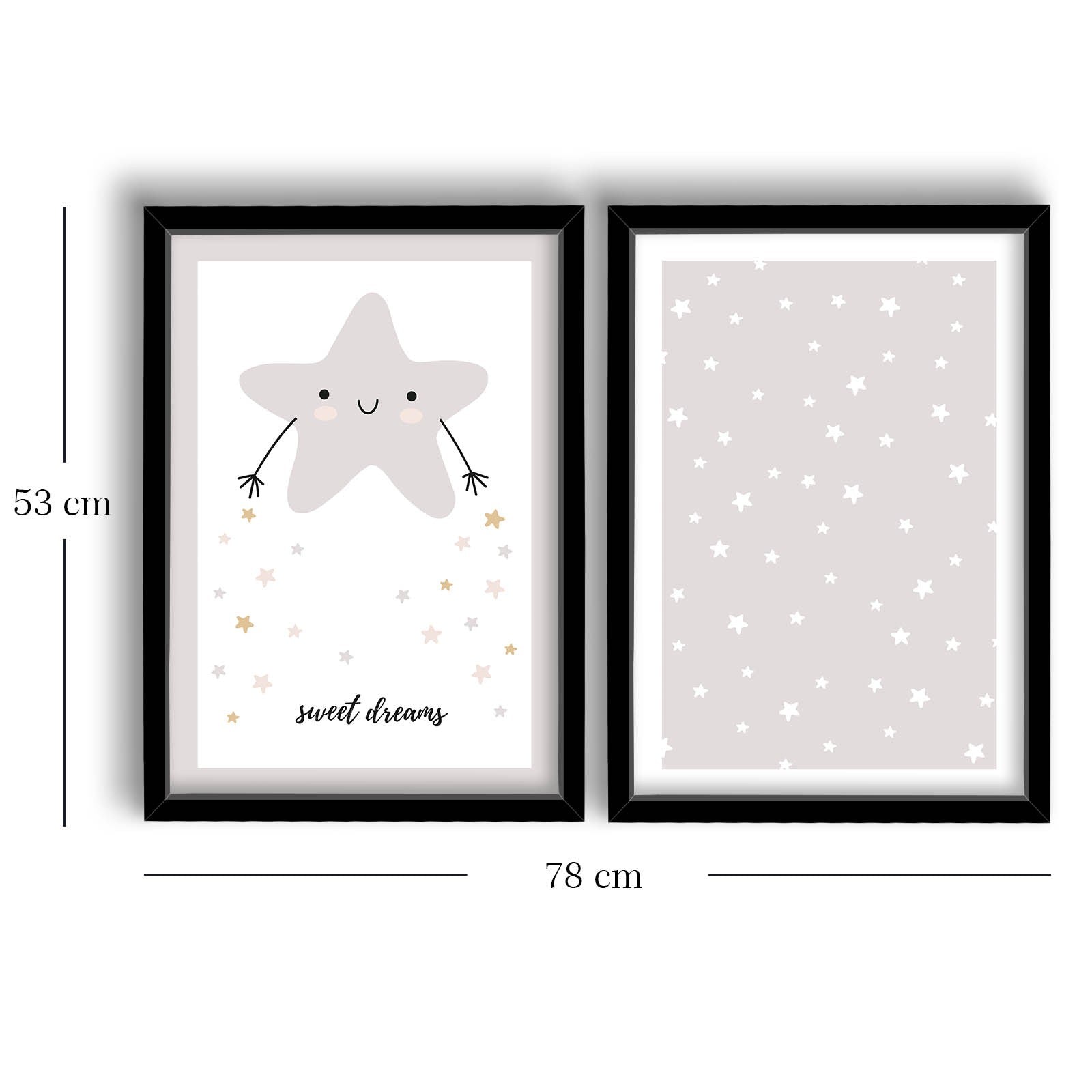 Conjunto de 2 Quadros Decorativos MDF com Moldura - 53x78cm - Branco e Cinza Claro