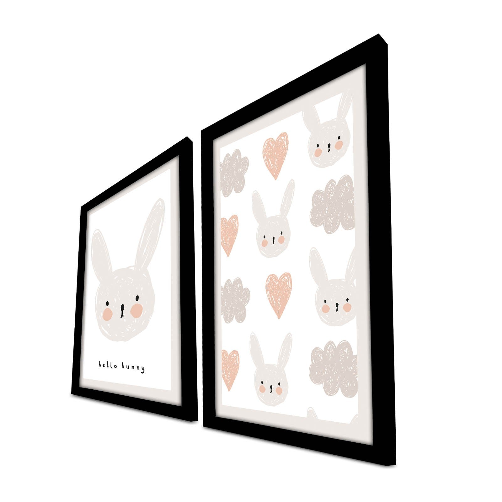 Conjunto de 2 Quadros Decorativos MDF com Moldura Branca 53x78cm