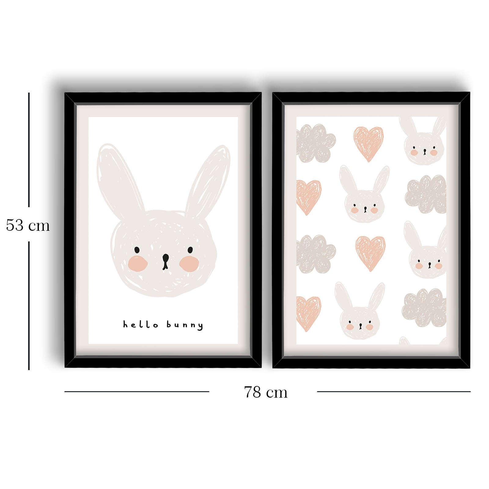 Conjunto de 2 Quadros Decorativos MDF com Moldura Branca 53x78cm