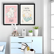 Conjunto de 2 Quadros Decorativos MDF com Moldura - 53x78cm - Disponível em Rosa, Branco e Azul