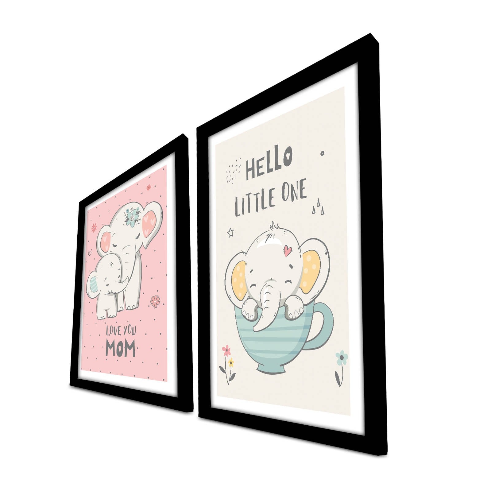 Conjunto de 2 Quadros Decorativos MDF com Moldura - 53x78cm - Disponível em Rosa, Branco e Azul