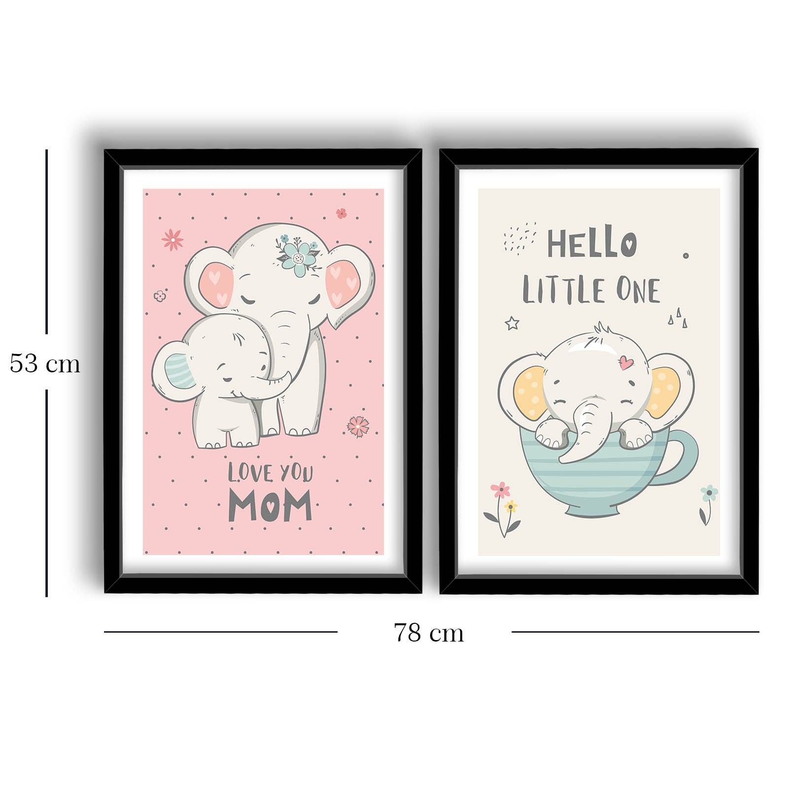 Conjunto de 2 Quadros Decorativos MDF com Moldura - 53x78cm - Disponível em Rosa, Branco e Azul