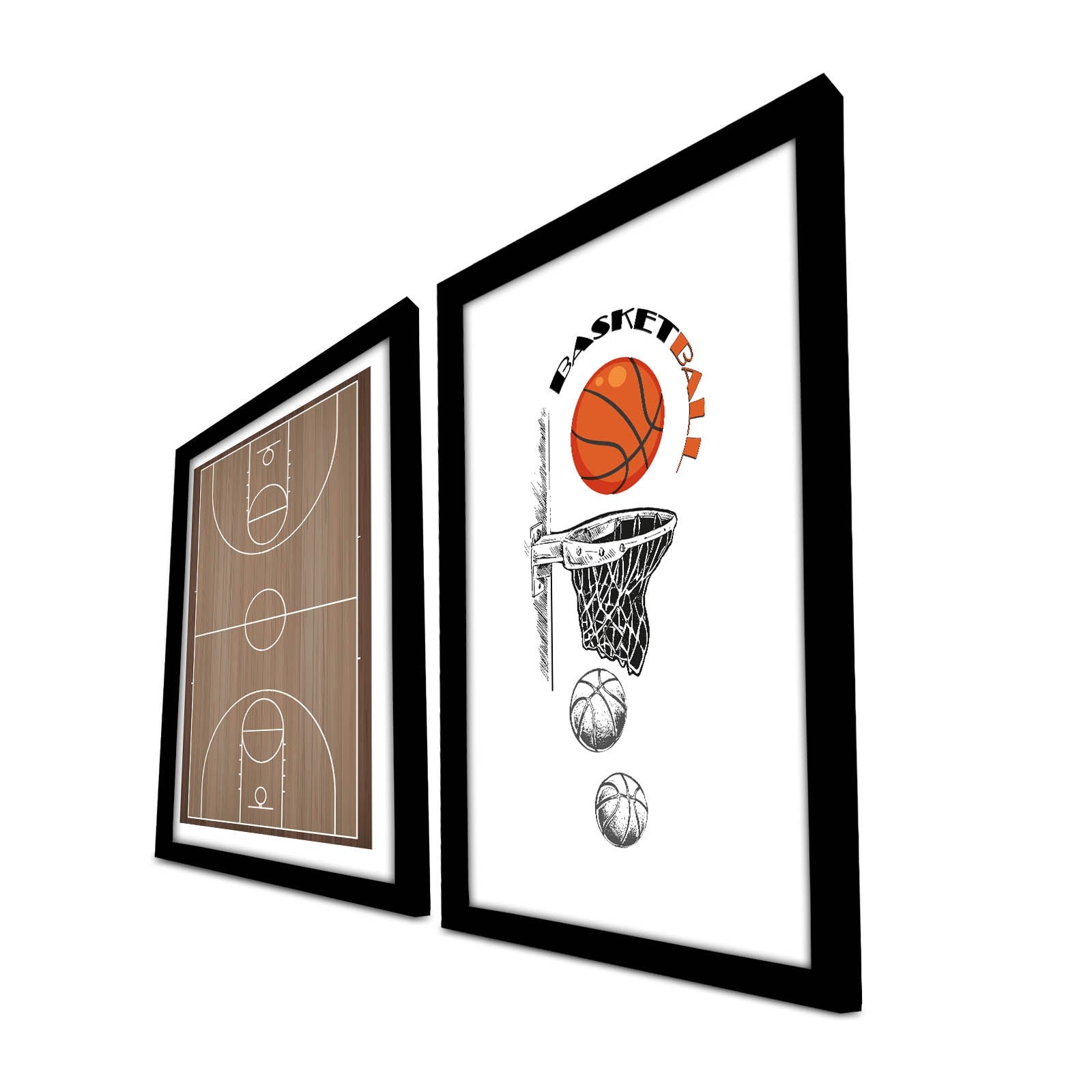 Conjunto de 2 Quadros Decorativos MDF com Moldura - 53x78cm - Castanho e Branco