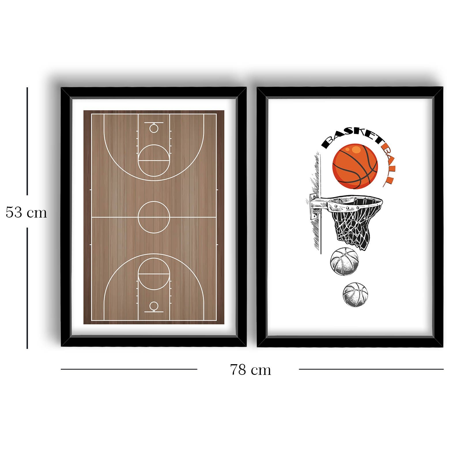 Conjunto de 2 Quadros Decorativos MDF com Moldura - 53x78cm - Castanho e Branco