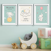 Conjunto de 3 Quadros Decorativos MDF com Moldura - Verde e Branco 53x118cm