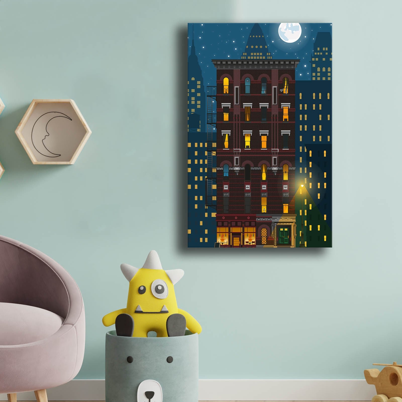 Quadro Decorativo em Tela Multicolor com Moldura de Pinho - 45x70cm Canvas 100%