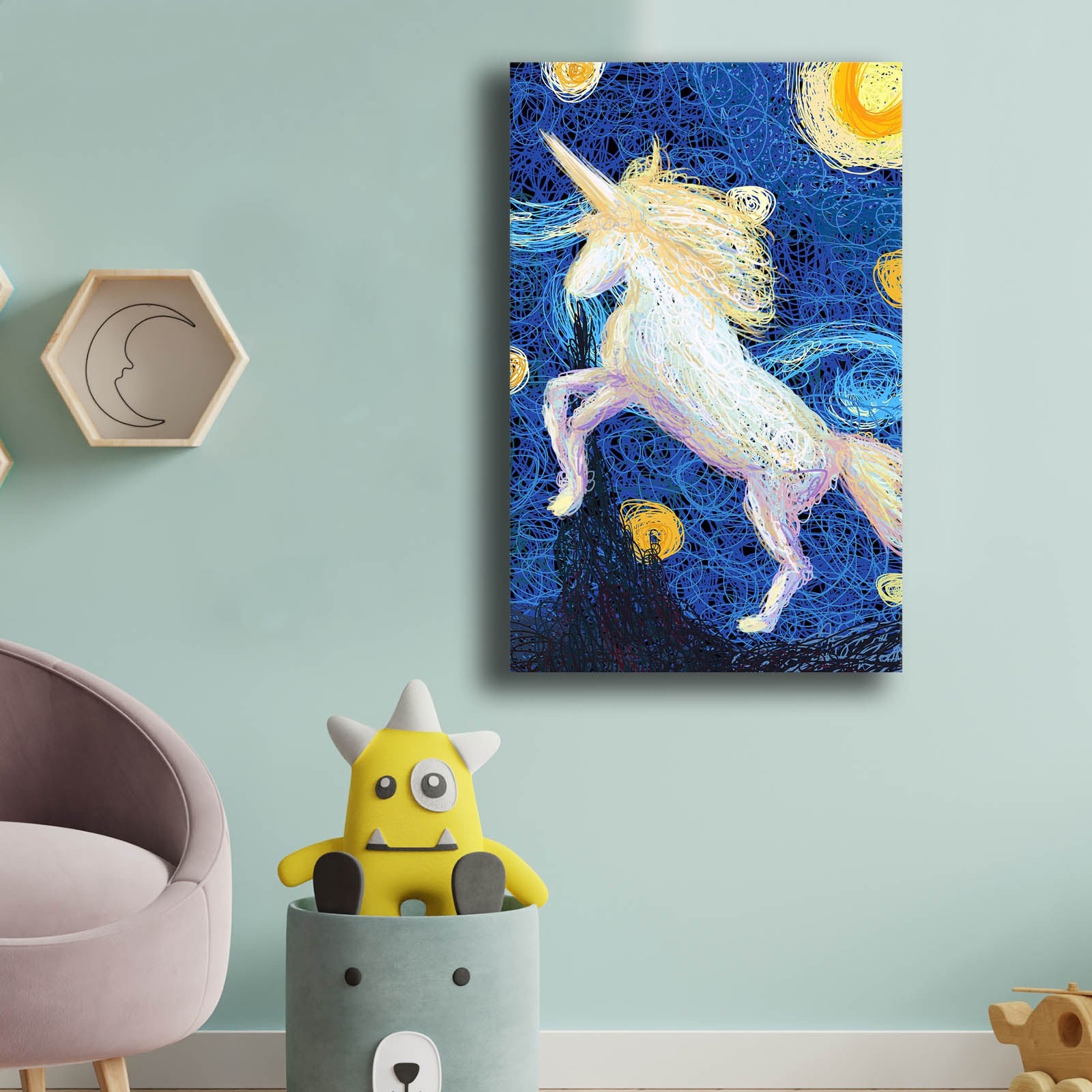 Quadro Decorativo em Tela Multicolor com Moldura de Pinho - 45x70cm Canvas 100%