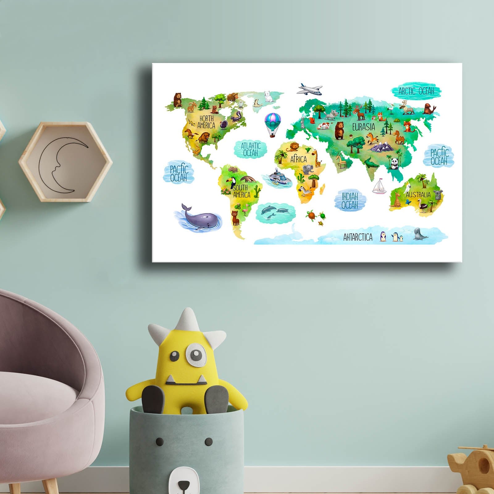 Quadro Decorativo em Tela Multicolor com Moldura de Pinho - 45x70cm Canvas 100%