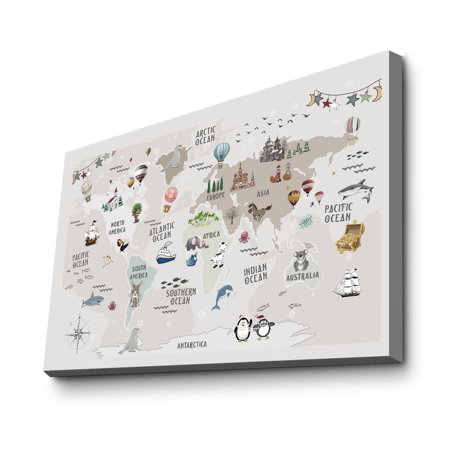 Quadro Decorativo em Tela Multicolor com Moldura de Pinho - 45x70cm Canvas 100%