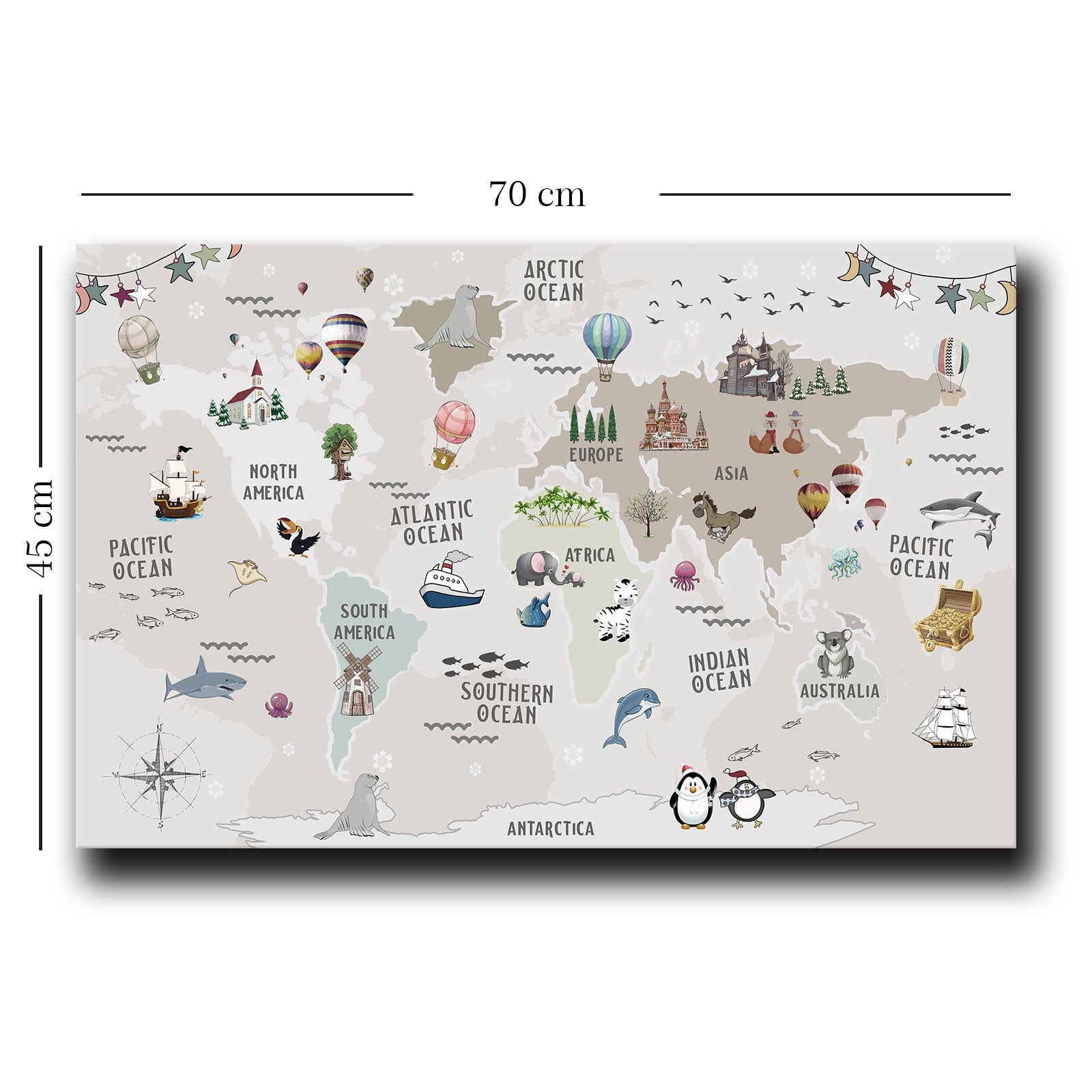 Quadro Decorativo em Tela Multicolor com Moldura de Pinho - 45x70cm Canvas 100%