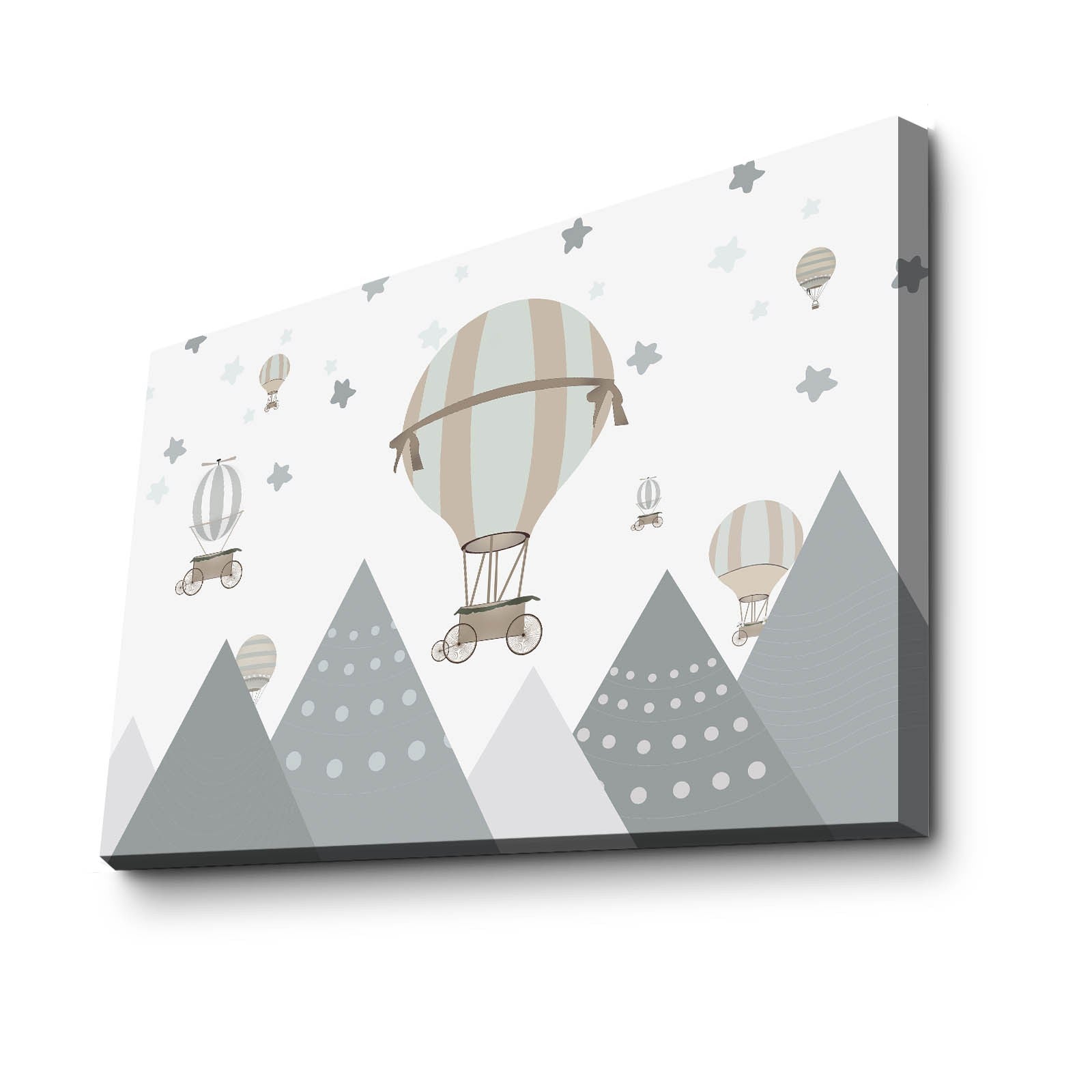 Quadro Decorativo em Tela - Cinzento e Branco com Moldura de Pinho 45x70cm