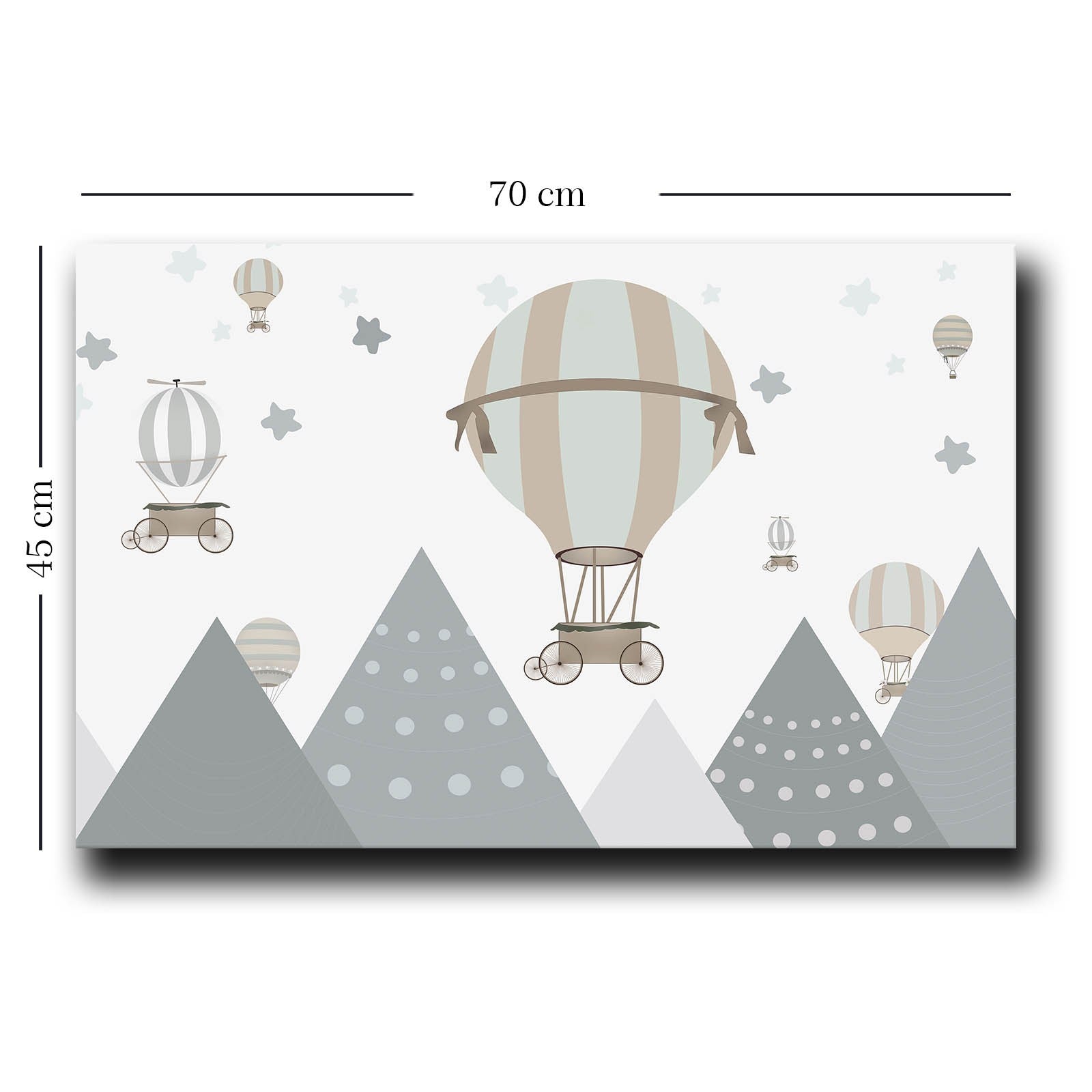 Quadro Decorativo em Tela - Cinzento e Branco com Moldura de Pinho 45x70cm